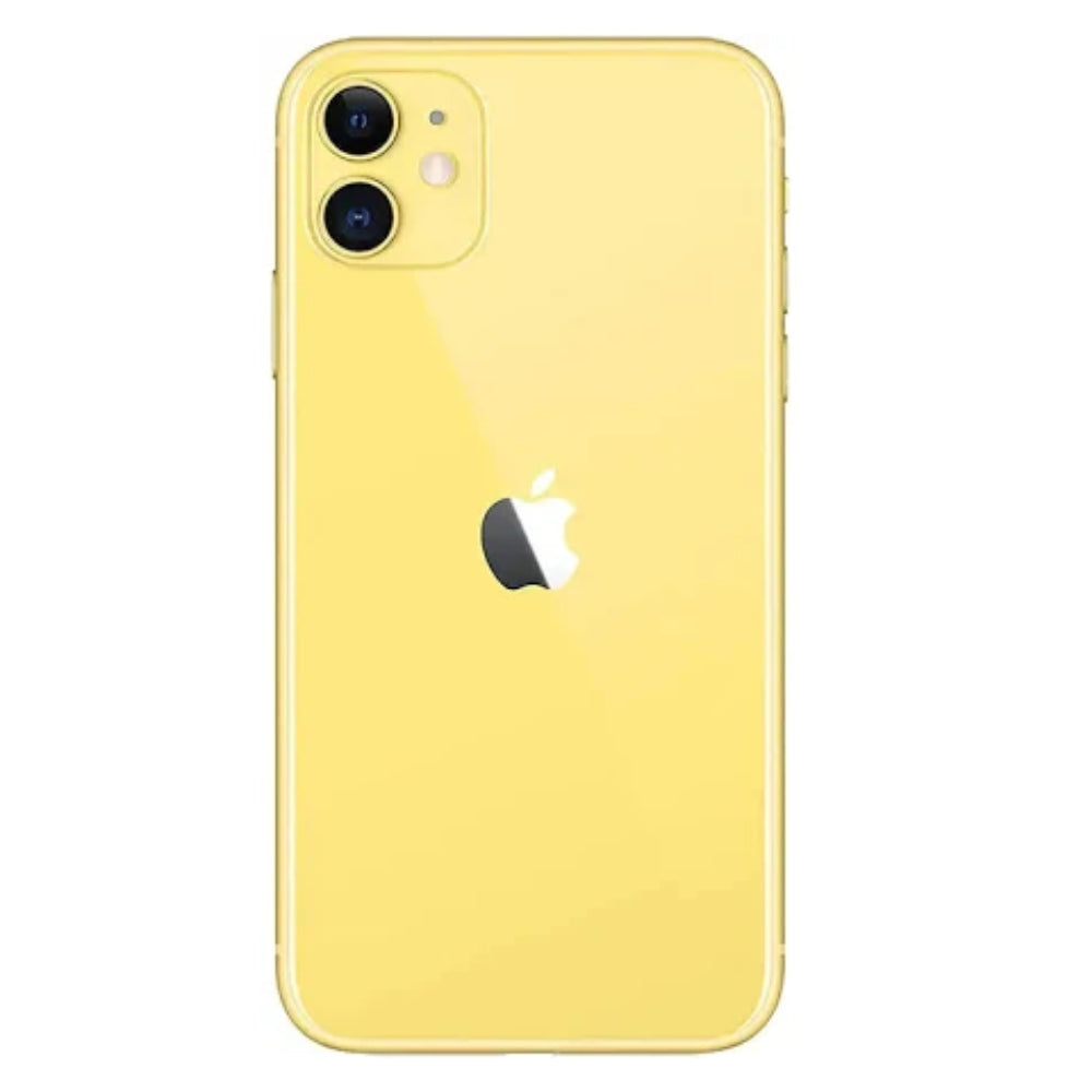 Apple iPhone 11 yellow dual camera lens closeup