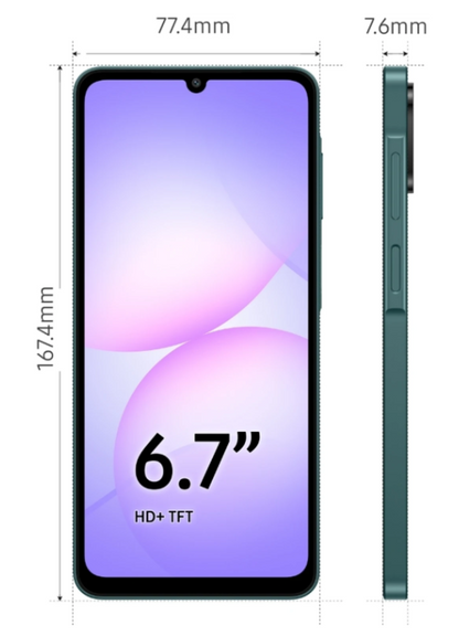 Samsung Galaxy A07 2025 4GB 64GB Dual SIM Smartphone – Green