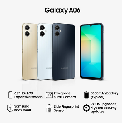 Samsung Galaxy A06 4G 128GB – 6.7-inch Display, 50MP Camera | Unlocked Smartphone NZ
